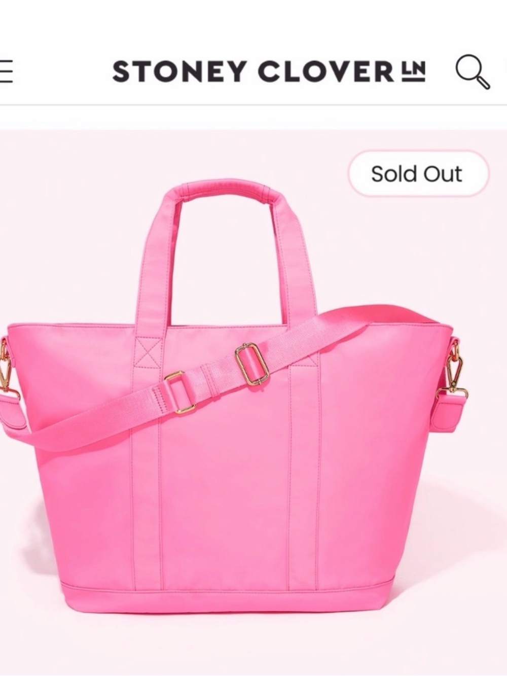 NEW NWT Stoney Clover Lane Hot Pink Tote  bag carry all  with Adjustable Strap 💕